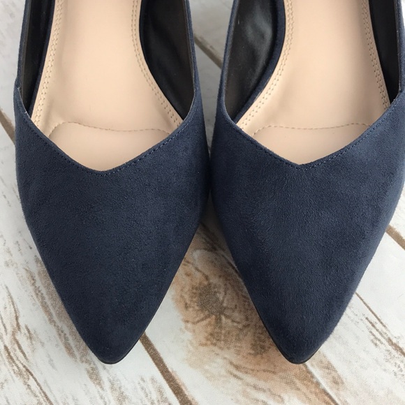 Kelly & Katie Shoes - Kelly & Katie Elanah Blue Suede Kitten Heels